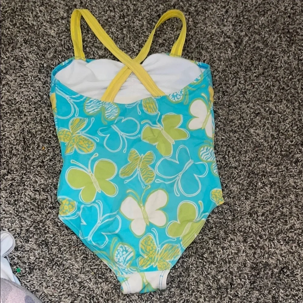 Speedo Kids One Piece - Aqua and Lemon Butterfly.